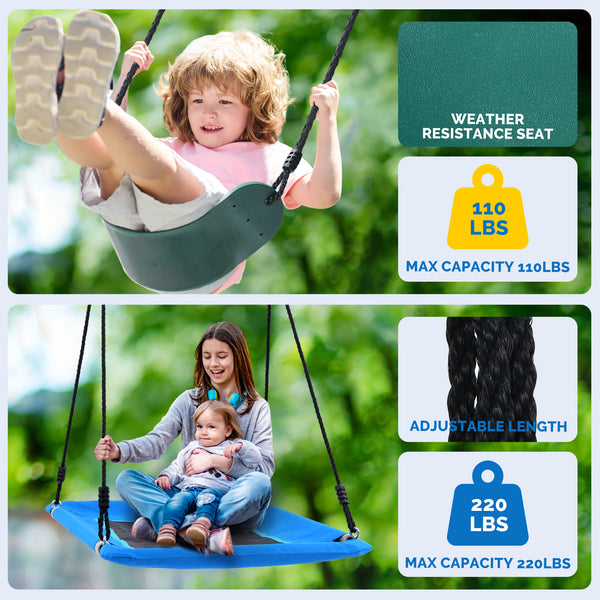 KloKick Heavy-Duty Metal Swing Set for Backyard, Outdoor Playset