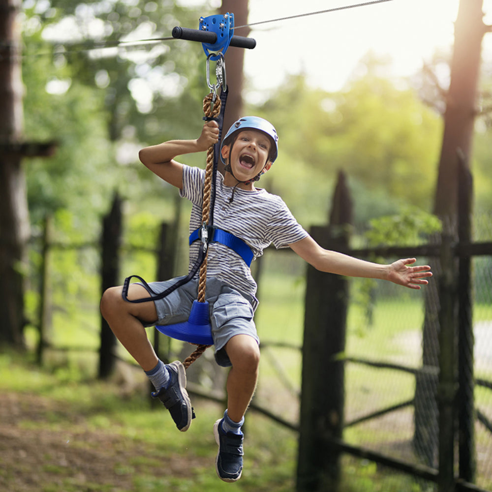 48M 160ft Zip Line Kit Spring Brake Disk Trolley Safety Wire Rope