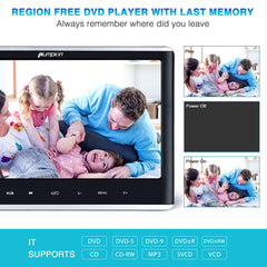 12" Car DVD Player with HDMI Input & Headphone & Mounting Bracket, Support Sync Screen Last Memory Region Free