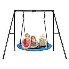 TREKASSY Outdoor Metal Swing Set with 40" Oxford Fabric Round Swing for Kids Backyard Playgound