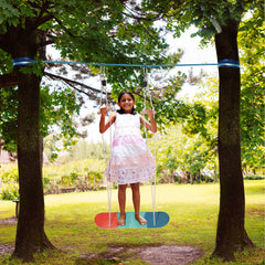 KLOKICK 300lbs Stand Up Surfing Tree Swing with 45ft Ninja Slackline Hanging Kit and Skateboard Seat Standing Swing