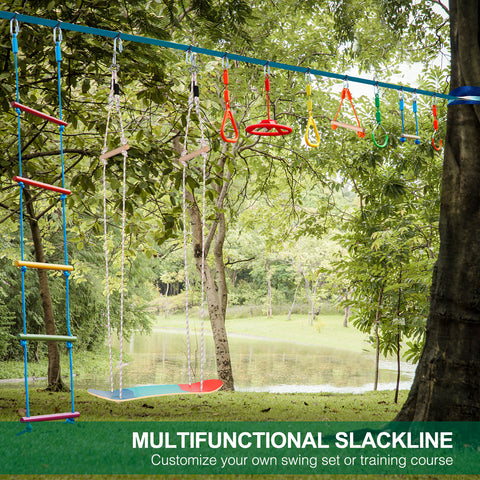 KLOKICK 300lbs Stand Up Surfing Tree Swing with 45ft Ninja Slackline Hanging Kit and Skateboard Seat Standing Swing