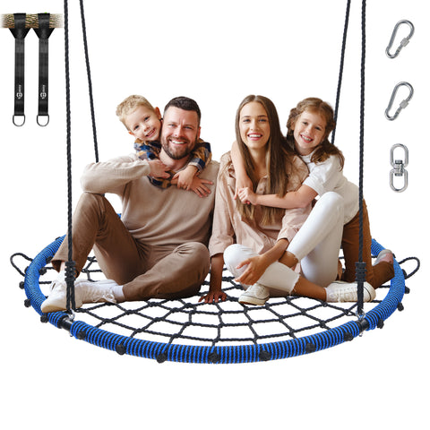 KloKick 45" 750lbs Tree Swing with Swivel, Steel Frame, Adjustable Ropes & Straps - for Kids & Adults, Blue