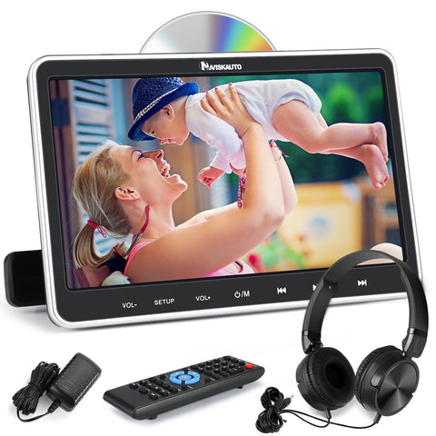 NAVISKAUTO 10.1" Portable DVD Player for Car with Headphone Mount Bracket HDMI Input Region Free Last Memory