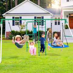 KloKick Heavy-Duty Metal Swing Set for Backyard