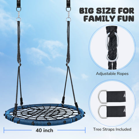 Klokick 700lbs Spider Web Swing Set, 40" Saucer Tree Swing for Kids