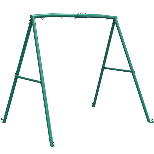 KloKick Heavy Duty A-Frame Swing Stand, 440lbs Capacity, Metal Swing Frame with 5 Hanging Hooks, for Kids and Adults, Outdoor Fun(Green)