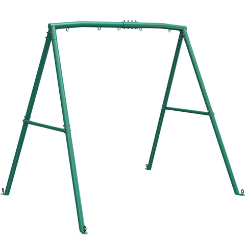 KloKick Heavy Duty A-Frame Swing Stand, 440lbs Capacity, Metal Swing Frame with 5 Hanging Hooks, for Kids and Adults, Outdoor Fun(Green)