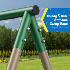KloKick 440lbs Metal Swing Sets with 45" Platform Tree Swing & Belt Swing, Heavy Duty Swing Stand for Kids' Backyard Play