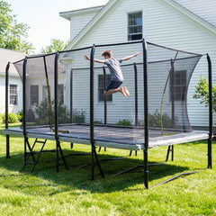 KloKick 10 x 17 FT Rectangular Gymnastics Trampoline with Safety Enclosure Net, 1800 LBS Heavy Duty Backyard Trampoline for Kids & Adults, Printed Position Markings, ASTM Certified