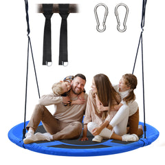 KloKick 60" Extra Large Tree Swing for Kids & Adults - 900D Oxford Waterproof Saucer Swing with 2 Hanging Straps, Blue