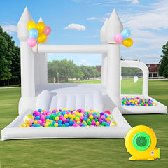 Inflatable Bounce House with Blower – 13 x 12.3 x 8.3ft Bouncy Castle with Slide, Ball Pit, Basketball Hoop for Kids Birthday, Party, Wedding, Indoor & Outdoor Use