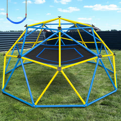 KloKick 10ft Playground Climbers Dome - Kids Jungle Gym with Monkey Bars & Swing, 800lb Capacity, Rust-Resistant
