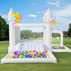 Inflatable Bounce House with Blower – 13 x 12.3 x 8.3ft Bouncy Castle with Slide, Ball Pit, Basketball Hoop for Kids Birthday, Party, Wedding, Indoor & Outdoor Use