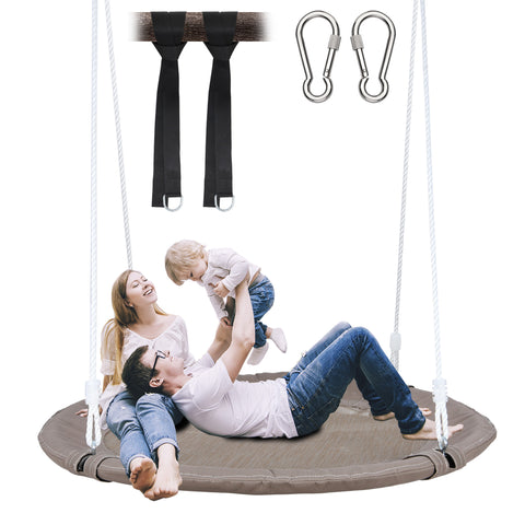 KloKick 60" Extra Large Tree Swing for Kids & Adults - 900D Oxford Waterproof Saucer Swing with 2 Hanging Straps, New