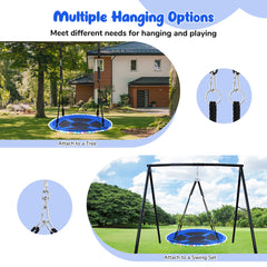 KloKick 700lbs 40" Saucer Tree Swing for Kids & Adults – Durable Outdoor Swing with LED Lights, 2 Tree Hanging Straps. Blue