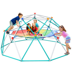 KloKick 10ft Dome Climber for Kids – Backyard Jungle Gym with Hammock, Climbing Cargo Net, and Monkey Bars for Outdoor Play