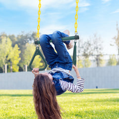 KloKick Heavy Duty Metal Swing Set for Kids & Adults, 600lb Capacity, Includes Trapeze Bar, Belt Swing & Platform Swing for Outdoor Fun