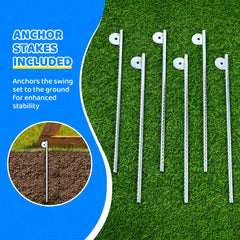 KloKick Cedar Wooden Swing Set with 8' Wave Slide, Metal Monkey Bar, Clubhouse, Playhouse, and Snack Bar Window