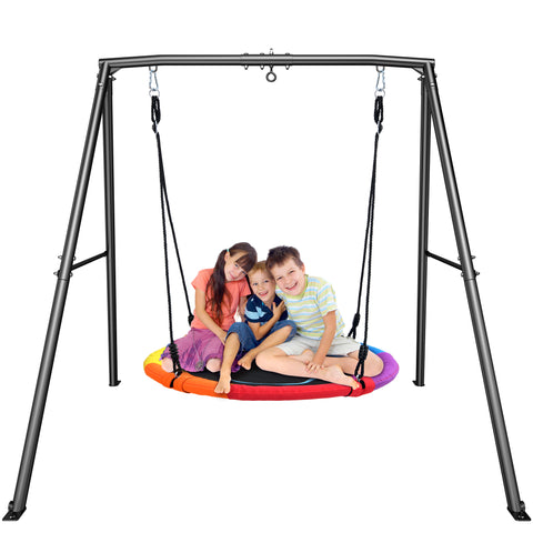 Klokick Metal Swing Sets with 40-Inch Saucer Tree Swing, 440-Pound Heavy Duty Swing Frame