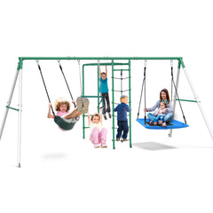 KloKick Heavy-Duty Metal Swing Set for Backyard