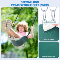 KloKick 500lb Heavy Duty Backyard Swing Set with Saucer Swing & 2 Belt Swings, Safe & Sturdy Playground Equipment for Family, Ideal for Gardens, Yards & Patios