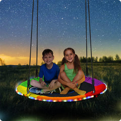 Trekassy 700lbs 40 inch Saucer Tree Swing for Kids Adults with LED Lights, 2 Tree Hanging Straps