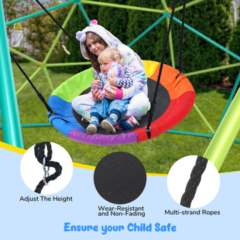 KloKick 10 ft Climbing Dome Swing Set with Saucer Swing, Durable Jungle Gym for Kids 3-12, Supports 800lbs, Rust-Resistant, Easy Assembly