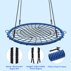 KloKick 45" 750lbs Tree Swing with Swivel, Steel Frame, Adjustable Ropes & Straps - for Kids & Adults, Blue