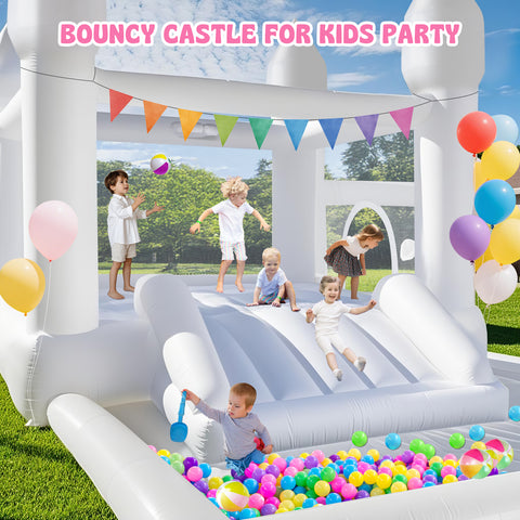 Inflatable Bounce House with Blower – 13 x 12.3 x 8.3ft Bouncy Castle with Slide, Ball Pit, Basketball Hoop for Kids Birthday, Party, Wedding, Indoor & Outdoor Use