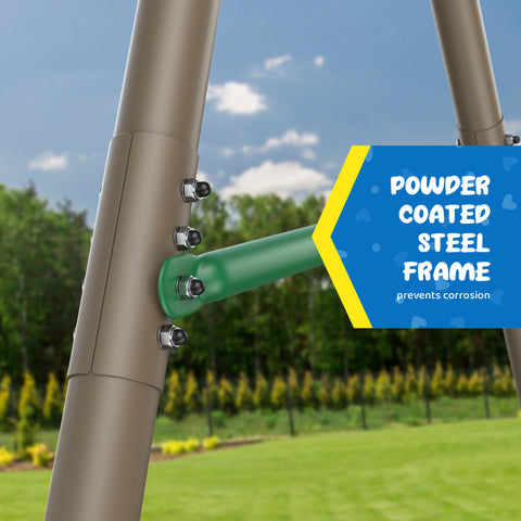 KloKick 600lbs Heavy Duty Swing Set – A-Frame Metal Swing Set with Platform Swing & 2 Belt Swings for Backyard (Green)