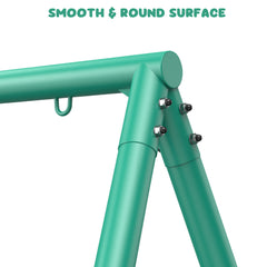 KloKick Heavy Duty A-Frame Swing Stand, 440lbs Capacity, Metal Swing Frame with 5 Hanging Hooks, for Kids and Adults, Outdoor Fun(Green)