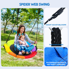 KloKick 500lb Heavy Duty Backyard Swing Set with Saucer Swing & 2 Belt Swings, Safe & Sturdy Playground Equipment for Family, Ideal for Gardens, Yards & Patios