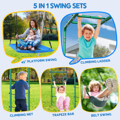 KloKick Heavy-Duty Metal Swing Set for Backyard