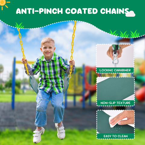 KloKick 9.5' Heavy Duty Swing Set for Kids & Adults – Includes Saucer Swing & 2 Belt Swings, Outdoor Playground Equipment for Backyard Fun