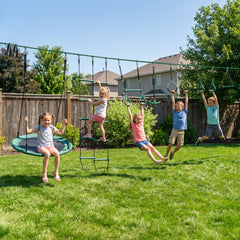 KloKick 65ft Ninja Warrior Obstacle Course for Kids – Outdoor Backyard Set with Swing, Ninja Rope, 11 Obstacles, Slackline, Jungle Gym for Tree Installation (Green)