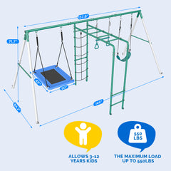 KloKick Heavy-Duty Metal Swing Set for Backyard