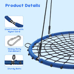 KloKick 45" 750lbs Tree Swing with Swivel, Steel Frame, Adjustable Ropes & Straps - for Kids & Adults, Blue