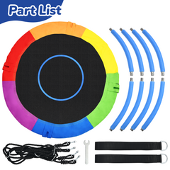 KloKick 60" Extra Large Tree Swing for Kids & Adults - 900D Oxford Waterproof Saucer Swing with 2 Hanging Straps, Rainbow