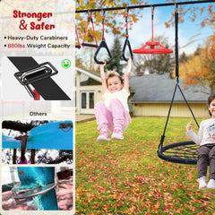 KloKick 50ft Ninja Warrior Obstacle Course for Kids - Outdoor Backyard Adventure Set with Swing, 10 Accessories, Weather-Proof Design, and Slackline for Jungle Gym Fun