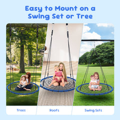 KloKick 45" 750lbs Tree Swing with Swivel, Steel Frame, Adjustable Ropes & Straps - for Kids & Adults, Blue