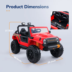KLOKICK Powered Ride On Truck 12V MP3 Parent-child Car with Remote Control 3 Speed LED Lights Black Spring Suspension for 3-8 Years
