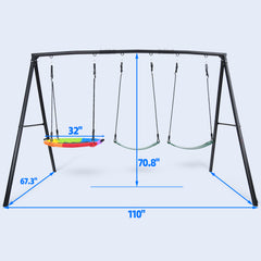 KloKick 500lb Heavy Duty Backyard Swing Set with Saucer Swing & 2 Belt Swings, Safe & Sturdy Playground Equipment for Family, Ideal for Gardens, Yards & Patios