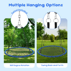 KloKick 45" 750lbs Tree Swing with Swivel, Steel Frame, Adjustable Ropes & Straps - for Kids & Adults, Blue
