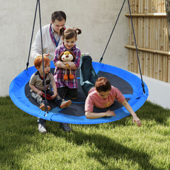 KloKick 60" Extra Large Tree Swing for Kids & Adults - 900D Oxford Waterproof Saucer Swing with 2 Hanging Straps, Blue