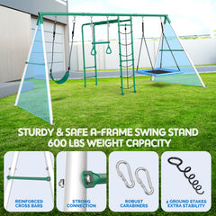 KloKick Heavy-Duty Metal Swing Set for Backyard