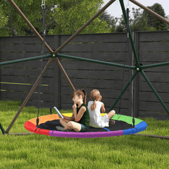 KloKick 60" Extra Large Tree Swing for Kids & Adults - 900D Oxford Waterproof Saucer Swing with 2 Hanging Straps, Rainbow
