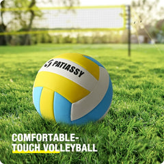 Patiassy 32ft Outdoor Portable Volleyball Net Set System - Quick & Easy Setup Adjustable Height Steel Poles, PU Volleyball with Pump and Carrying Bag for Beach Backyard