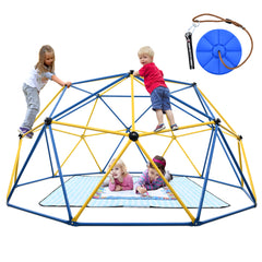 KLOKICK 10 FT Climbing Dome with Water Doodle Mat, Picnic Mat and Swing, Dome Climber for Kids 3-10 Outdoor , 800LBS Load Capacity, Rust & UV Resistant Steel
