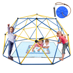 KLOKICK 10 FT Climbing Dome with Water Doodle Mat, Picnic Mat and Swing, Dome Climber for Kids 3-10 Outdoor , 800LBS Load Capacity, Rust & UV Resistant Steel